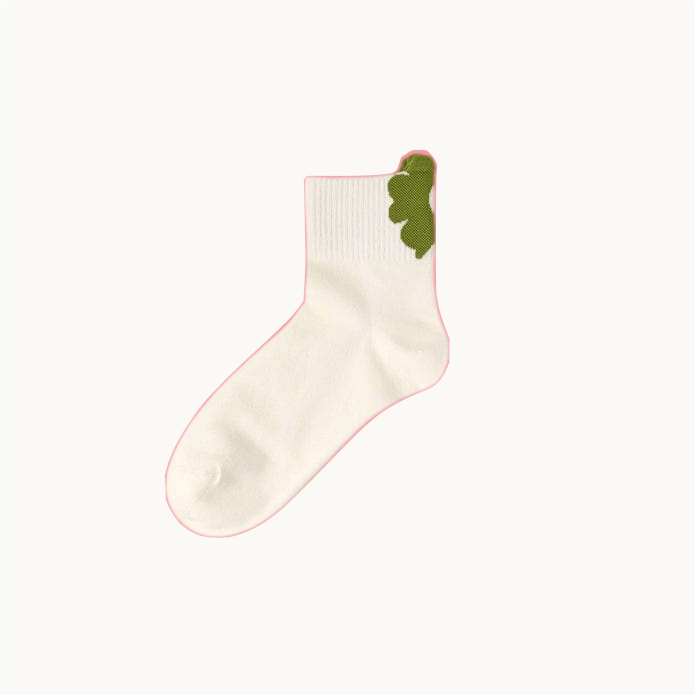 Witty Socks Socks White with green flower Witty Socks Floral Elegance Collection