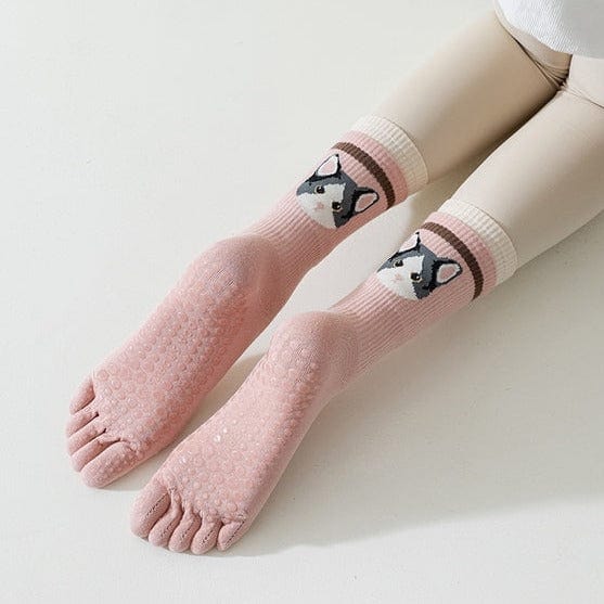 Witty Socks Socks Witty Socks Cute Critters Purrfectly Balanced Yoga Socks Collection