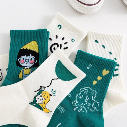 Witty Socks Socks Witty Socks Teal and White Collection