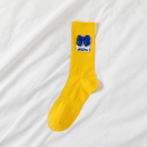 Witty Socks Socks Yellow - Blue Bow / 1 Pair Witty Socks Pawsitively Pretty Collection