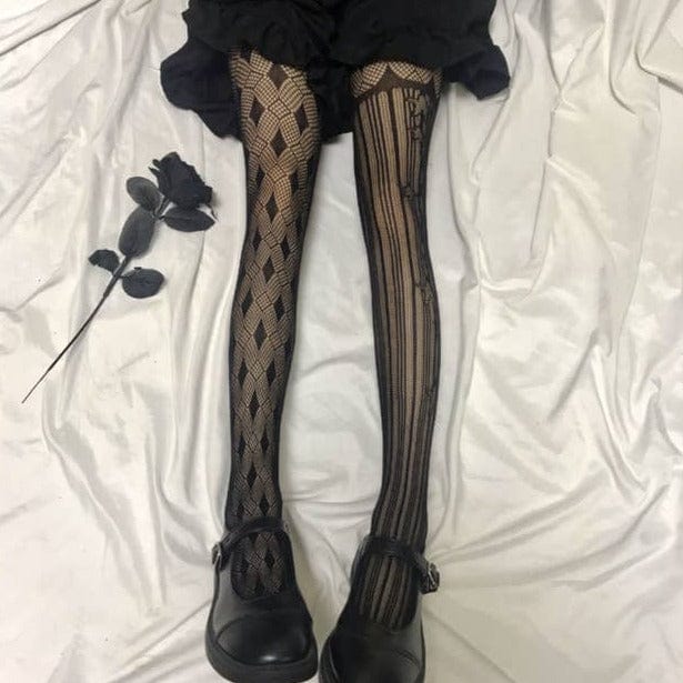 Witty Socks Stockings Black / Baroque-Inspired Lace Fishnet Tights / 1 Pair Witty Socks Not Your Grandma’s Stocking Collection | Kuro