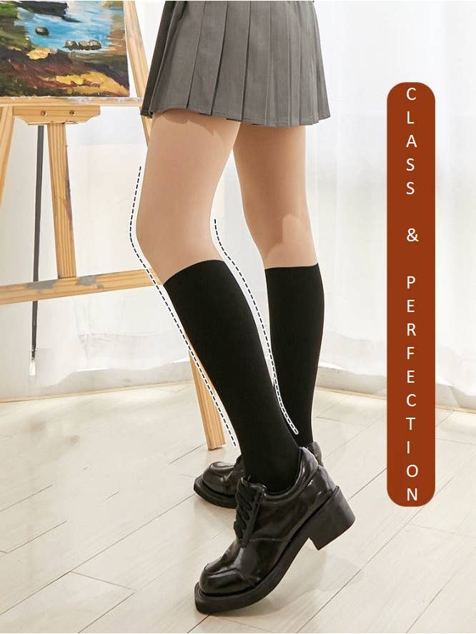 Witty Socks Stockings Exclusive Knee-highs / Very Light (No Fleece) - Suitable for 10°C ~ 28°C / 50°F ~ 82.4°F / 1 Pair Witty Socks HIGH-KNEE Natural Pantyhose