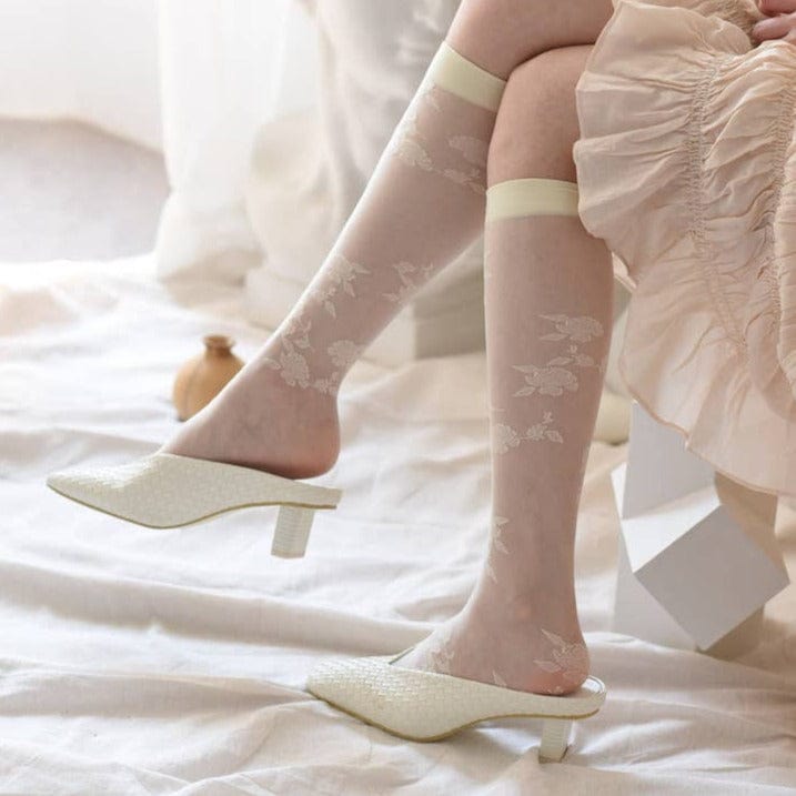 Witty Socks White / Elastic Knee-high Socks / 1 Pair Witty Socks Not Your Grandma’s Stocking Collection | Memorial Rose